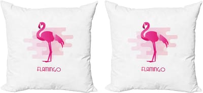 ABAKUHAUS Roze Flamingo Decoratieve Kussenhoes, Set van 2, Modern Accent, Dubbelzijdige Digitale Print, 45x45 cm, Roze, Lichtroze en Wit