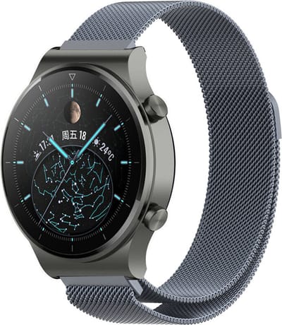 Strap-it Smartwatch bandje Milanese - geschikt voor Huawei Watch GT / GT 2 / GT 3 / GT 3 Pro 46mm / GT 4 46mm / GT 5 & 5 Pro (46mm) / GT 4 46mm / GT 5 & 5 Pro (46mm) / GT 2 Pro / GT Runner / Watch 3 - Pro / Watch 4 (Pro) / Watch Ultimate - Grijs