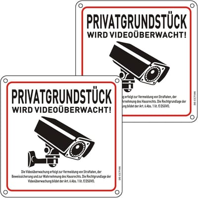 Waarschuwingsbord Camerabewaking Met DSGVO Melding 2 Stuks Robuust Aluminium