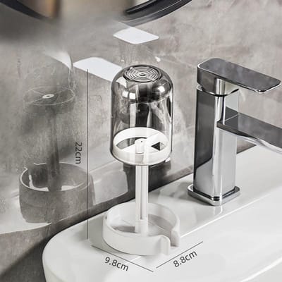 Tandenborstelhouder Met Stofkap Drainage Ontwerp Plastic Multifunctionele Badkamer Organizer Voor Bekers Home Essentials grijs