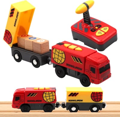 Elektrische RC Houten Trein Speelgoed, Locomotief Geschikt voor Houten Spoorwegen, Educatief Speelgoed voor Kinderen vanaf 3 Jaar, Treinset voor Creatief Spelen