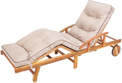 Hobbygarden Tuinkussen Hugo Beige voor Ligbed - Waterafstotend - Uv bestendig - 201x55x8cm dik