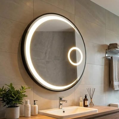 Dailygoods Circulaire make-upspiegel met 3 kleuren licht en 3x vergroting, 61cm slimme wandspiegel