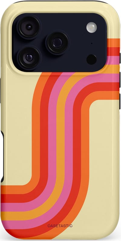 Casetastic hoesje geschikt voor Apple iPhone 17 Pro - MagSafe - Dubbellaagse bescherming - Retro bocht - Fashion Case - Zand Rood Oranje Roze