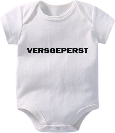Hospitrix Rompertje met tekst " VERSGEPERST " - 0-3 maanden / maat 50/56 S - Korte Mouw - Cadeau voor Zwangerschap