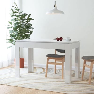 Eettafel - Eetkamertafel - Gezellig dineren - Strak design - 120x60cm - Hoogglans wit