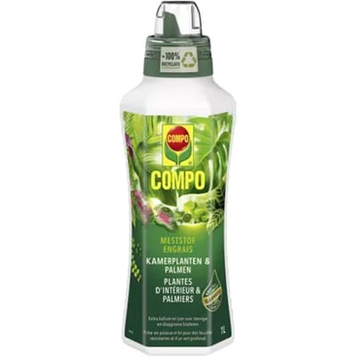 COMPO Vloeibare Meststof Kamerplanten en Palmen - voor stevige planten en diepgroene bladeren - fles 1 L