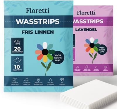 Floretti – Milieuvriendelijke Wasstrips Proefpakket – Fris Linnen & Lavendel – 2x20 wasbeurten – Wasmiddeldoekjes / Wasvellen / Laundry Sheets – Vegan – Ontdek alle geuren | Perfect om te starten