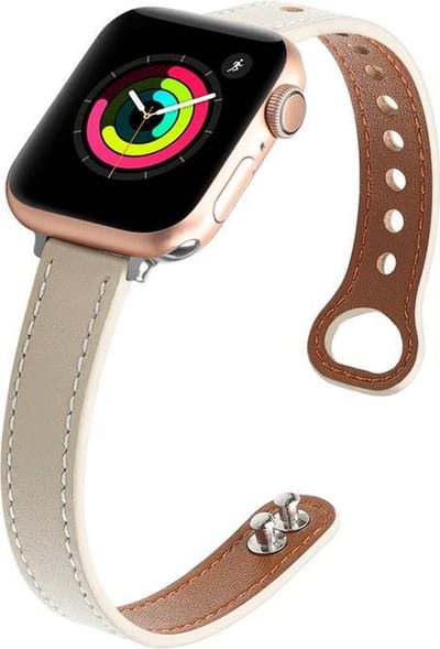 Fungus - Smartwatch bandje - Geschikt voor Apple Watch 42 / 44 / 45 / 49 mm - Series 1 2 3 4 5 6 7 8 9 SE Ultra iWatch - PU leer - Dun - Wit