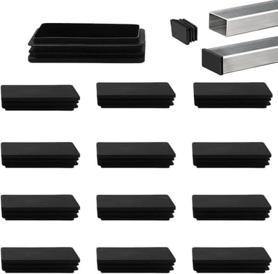 60 x 40 mm zwarte slat plugs voor rechthoekige buizen - eindstoppen, doppen en glijders - 18 stuks