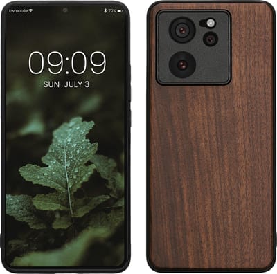 kwmobile telefoonhoesje geschikt voor Xiaomi 13T / 13T Pro - Hoesje met bumper in donkerbruin - Backcover - hout