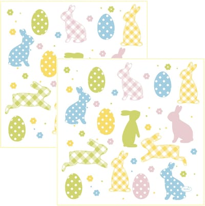 Duni Paas thema servetten Bunnies and Eggs - 40x - pasen print - 33 x 33 cm - feestservetten - Paasontbijt tafeldecoratie servetjes