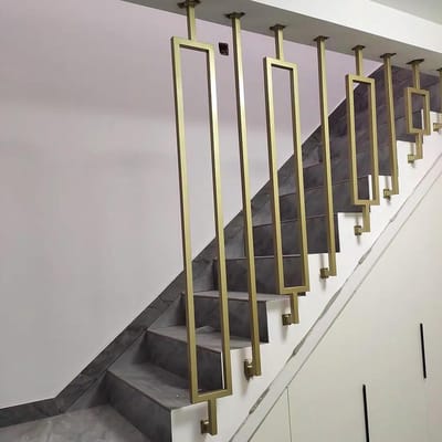 Trapleuning met houders - Steun voor trap - Veilig traplopen - Roestvrij verzinkt ijzer - 30-150 cm - Goud