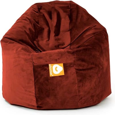 Whoober ronde zitzak Ibiza M velvet bordeaux rood - Wasbaar - Zacht en comfortabel