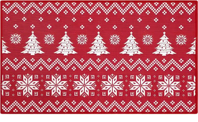 Kerst Deurmat - Voor Binnen, Ingang & Voordeur - Boho Stijl Welkom Vloerkleed, Antislip - Kerstdecoratie - Rood- 40x60cm