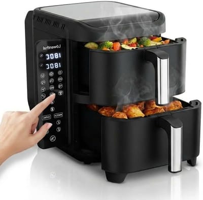 Dubbele Airfryer XL - Hetelucht Friteuse - Airfryer met Dubbele Mand - Gezinsmaaltijd