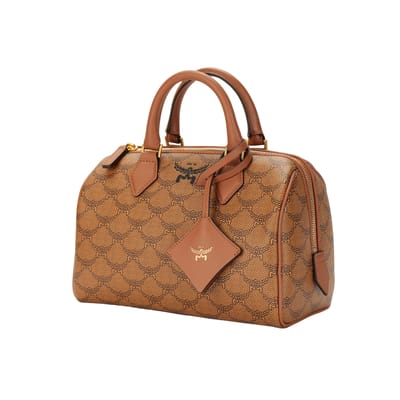 MCM Klassiek Monogram Ontwerp Gecoat Canvas En Leer Boston Tas Crossbody Schoudertas Tote Tas Kleine Dames tassen Cognac MWBESEA08CO001 Basic Set (Bag+Dust Bag) brown