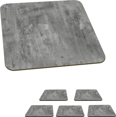 Onderzetters voor glazen - Steen print - Leisteen print - Grijs - 10x10 cm - Glasonderzetters - 6 stuks