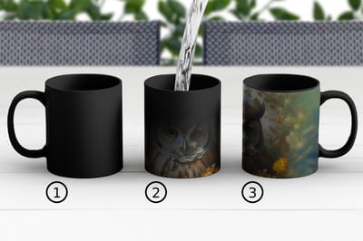 Magische Mok - Foto op Warmte Mokken - Koffiemok - Uil - Vogels - Bloemen - Natuur - Magic Mok - Beker - 350 ML - Theemok