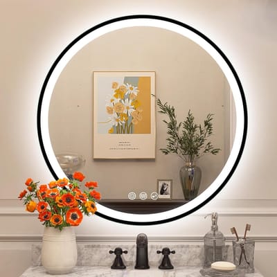 Ronde Badkamerspiegel met Verlichting 60 cm – Dimbaar, Bluetooth, en IP44 Gehard Glas