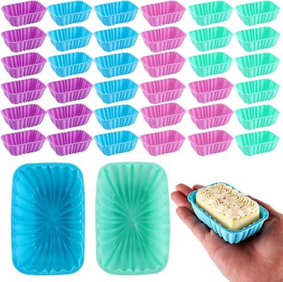 Set van 36 Herbruikbare Siliconen Muffinvormen, Niet-Plakkerig Bakvorm voor Brownies, Cupcakes en Airfryer, 4 Kleuren, 8.5 x 5.3 cm