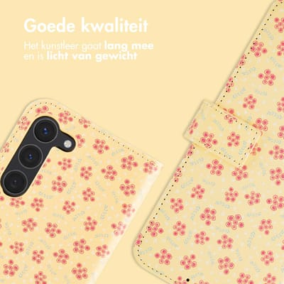imoshion Hoesje - Geschikt voor Samsung Galaxy S23 - Design Bookcase smartphone - Sunny Yellow Petite Flowers