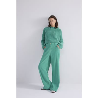 Summum Woman Flared Pants Fluid Stretch Cord Peacock Size: 38 | Wide-Leg & Flared Pants Outlet | Dames | Groen
