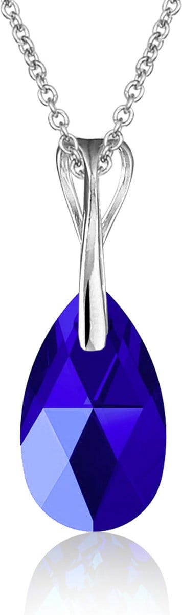 Montebello Ketting Pia DZ520H - Swarovski Druppel - 925 Zilver Gerhod. - 16mm - 50cm