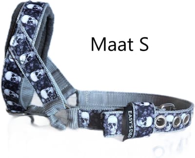 Hoofdhalster hond - Anti trek - Licht grijs - Skull - Maat S - Gevoerd - Antitrek hoofdhalster hond - Halster hond - Anti trek hond