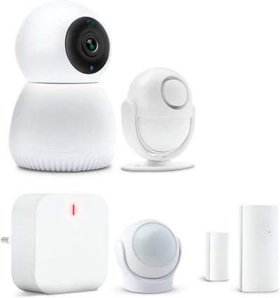 Veiligheidsset Huisalarm - Beveiligingsset Camera - Huis Beveiligen - 360 Graden Camera - 5 stuks - Wit