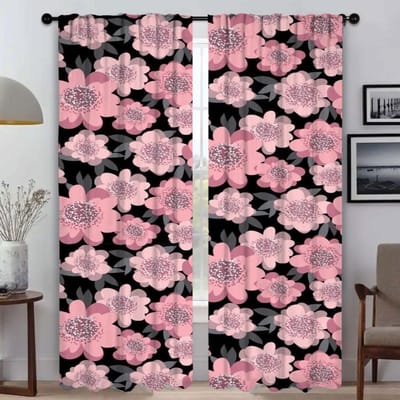 Nuances Fleurs Rideaux de Salon Modernes 2 Pièces Rideaux Anti-moustiques pour Cloison de Caméra Rideau de Fenêtre Tulle pour Chambre W50xH70cmx2pcs-CL black