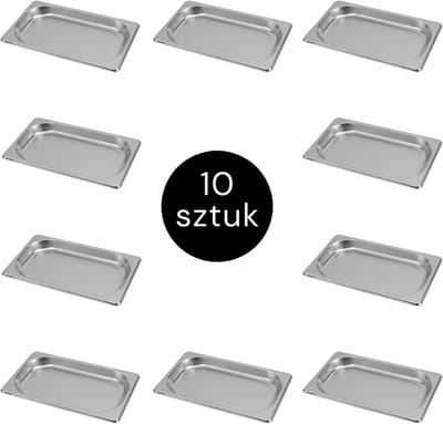 MEGA-M Gastronorm - GN 1/4 Set van 10 stuks - 265x162x20 mm - Roestvrij Staal