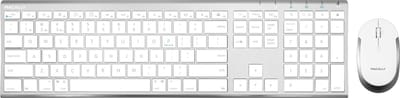 Macally ACEBTKEYACB Draadloze Bluetooth toetsenbord en muis combo - Wit/zilverkleurig - US (QWERTY) toetsenbord met witte toetsen - Muis met stille knoppen