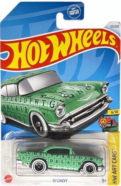 HOT WHEELS '57 CHEVY BELAIR MINT GREEN 121/250 1:64 HW ART CARS 6/10