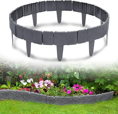 Gazonrand Steenlook - Bloembedrand Tuinrand - Tuin Ordenen - Flexibel Insteeksysteem - 70 Stuks - Antraciet