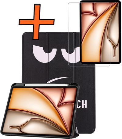 Hoesje - Geschikt voor Apple iPad Air M3/M4 (2025/2026) - 11 inch - Met Screenprotector - Trifold Bookcase - Hard Cover Case - Met Uitsparing Geschikt voor Apple Pencil - Hardcover Book - Tablet Hoes - Don't Touch Me