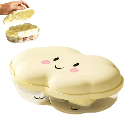 VHV - Ijsblokjesvorm - Ijsblokjesvorm met deksel - Diepvriesbakjes - Bak met deksel - Cloud Face ijsmousse van voedselkwaliteit met deksel - Multifunctioneel keukengereedschap - koelboxen voor yoghurt en chocolade - Voor op de camping - Geel