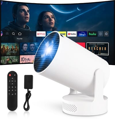 Mini Beamer Projector -HY300Ultra - 4K-ondersteuning - WiFi 6 - Android 11 - Automatische correctie - 180° draaibaar - Externe luidspreker - Draagbare Home Cinema, Outdoor