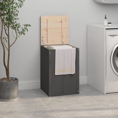 vidaXL - Wasmand - 44x44x66 - cm - massief - grenenhout - grijs
