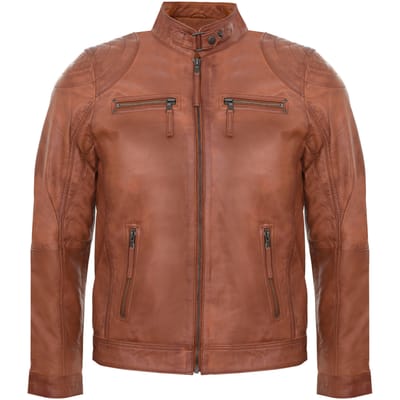 Leren biker racejack met rits