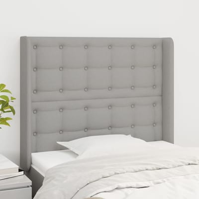 vidaXL - Hoofdbord - met - randen - 83x16x118/128 - cm - stof - lichtgrijs