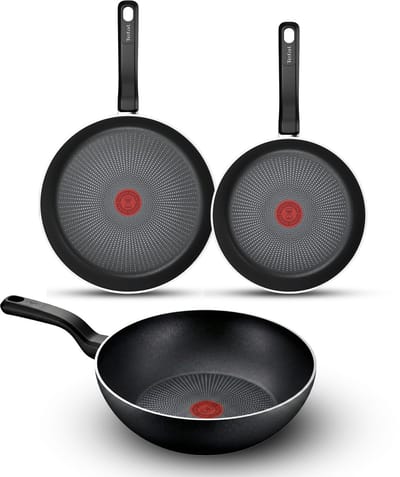 Tefal So Expert Pannenset 3-delig - Koekenpannen 24/28cm + Wokpan 28cm - Inductie - Anti-aanbaklaag - Aluminium - Zwart
