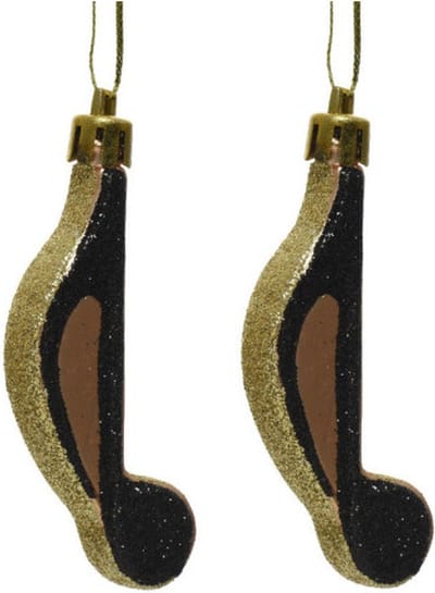 3x Kerstboomhangers gouden achtste muzieknoten 7 cm kerstversiering - Gouden kerstversiering/boomversiering