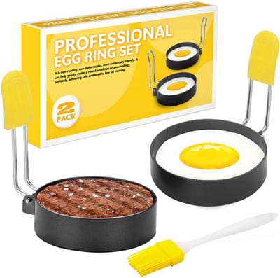 Ronde Eierringen Set van 2 - Ideaal voor Gebakken Eieren, Ontbijt Sandwiches & McMuffins