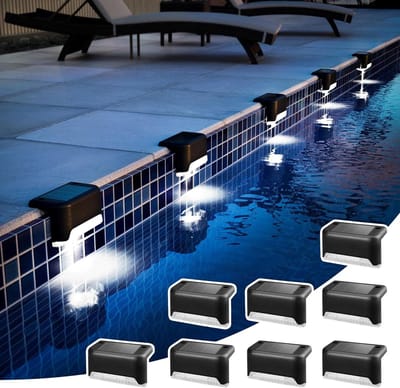 Allecto Plus - Set van 8 Zonne Deckverlichting Waterdicht voor Buitentrap Hek Terras Pad (Zwart Wit)