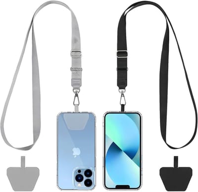 TOVBMUP 2 Stuks Handige Schoudertassen en Hoesjes met Schouderriem - Universele Telefoonriem met 2 Duurzame Patches - Verstelbaar en Afneembaar - Geschikt voor de Meeste Smartphones met Volledig Bedekte Achterkant - Polyester Materiaal