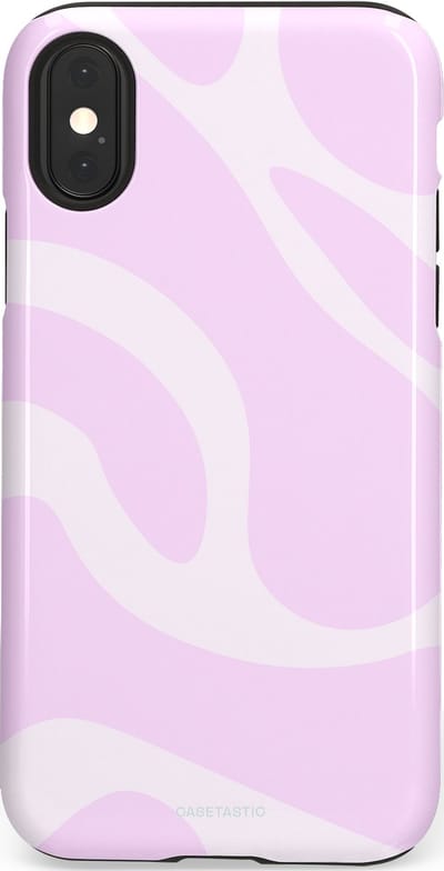 Casetastic hoesje geschikt voor Apple iPhone X / Apple iPhone XS - Dubbellaagse bescherming - Vrolijk Roze Suikerspin Curves - Fashion Case - Lichtroze Wit