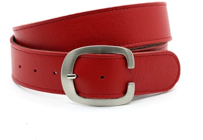 Rode dames brede riem 4,5 cm leer met zilveren gesp - Leer - Brede riem - Casual - Maat 85
