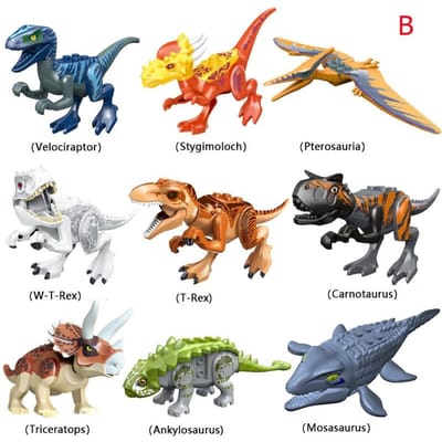 Dinosaures du Jurassique Tyrannosaure Rex Wyverne Vélociraptor Stégosaure Blocs de Construction Jouets pour Enfants Briques Figurines Jouet