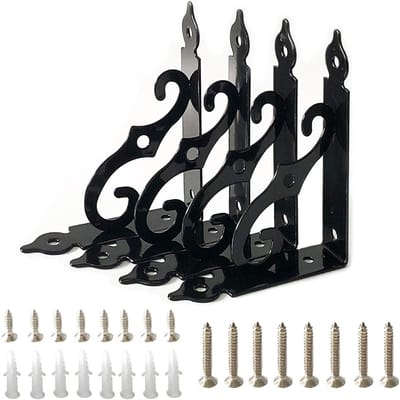 Stevige Wandsteun Set van Gietijzer voor Planken - 4 Stuks, Roestbestendige Ondersteuning voor Tuin en DIY Decoratie